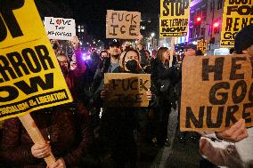 Protesters demonstrate against raids conducted by the US Immigration and Customs Enforcement (ICE)  OD