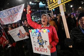 Protesters demonstrate against raids conducted by the US Immigration and Customs Enforcement (ICE)  OD