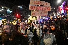 Protesters demonstrate against raids conducted by the US Immigration and Customs Enforcement (ICE)  OD