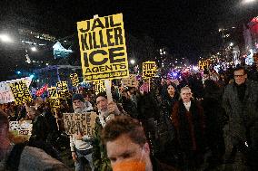 Protesters demonstrate against raids conducted by the US Immigration and Customs Enforcement (ICE)  OD