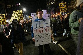 Protesters demonstrate against raids conducted by the US Immigration and Customs Enforcement (ICE)  OD