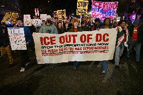 Protesters demonstrate against raids conducted by the US Immigration and Customs Enforcement (ICE)  OD