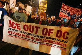 Protesters demonstrate against raids conducted by the US Immigration and Customs Enforcement (ICE)  OD