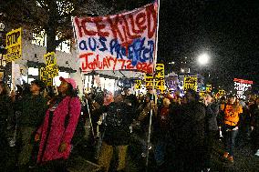 Protesters demonstrate against raids conducted by the US Immigration and Customs Enforcement (ICE)  OD
