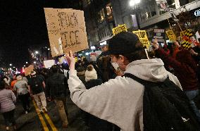 Protesters demonstrate against raids conducted by the US Immigration and Customs Enforcement (ICE)  OD