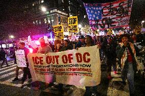 Protesters demonstrate against raids conducted by the US Immigration and Customs Enforcement (ICE)  OD
