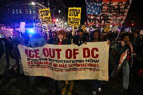 Protesters demonstrate against raids conducted by the US Immigration and Customs Enforcement (ICE)  OD