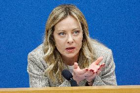 Giorgia Meloni At New Year Press Conference - Rome