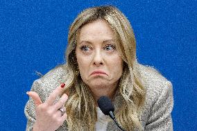 Giorgia Meloni At New Year Press Conference - Rome