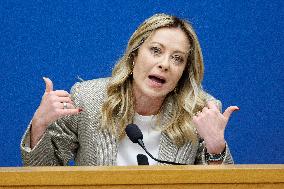 Giorgia Meloni At New Year Press Conference - Rome