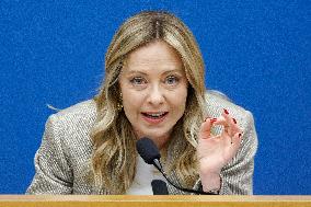 Giorgia Meloni At New Year Press Conference - Rome
