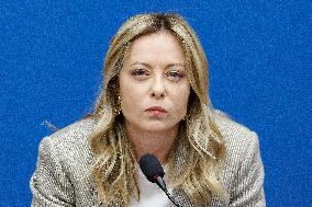 Giorgia Meloni At New Year Press Conference - Rome