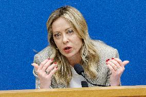 Giorgia Meloni At New Year Press Conference - Rome