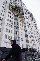 Drone-attacked condo in Kyiv