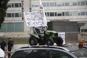 Milan, Piazza Duca D'Aosta, Demonstration to Say No to Approval of the Mercosur Treaty