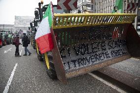 Milan, Piazza Duca D'Aosta, Demonstration to Say No to Approval of the Mercosur Treaty