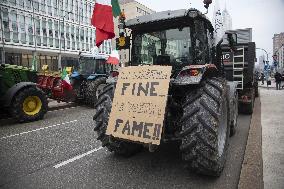 Milan, Piazza Duca D'Aosta, Demonstration to Say No to Approval of the Mercosur Treaty