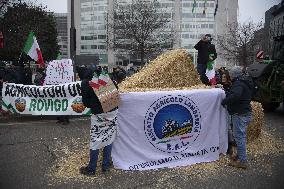 Milan, Piazza Duca D'Aosta, Demonstration to Say No to Approval of the Mercosur Treaty
