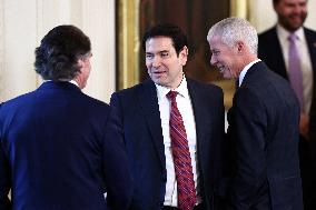 US President Donald Trump mets with oil executives in the East Room