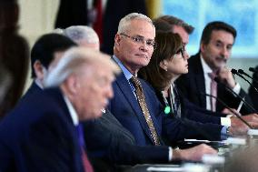 US President Donald Trump mets with oil executives in the East Room