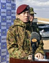 Japan defense chief visits training field in Chiba Pref.