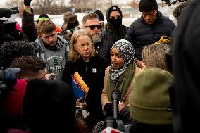 Kelly Morrison And Ilhan Omar At Federal Building - Minneapolis