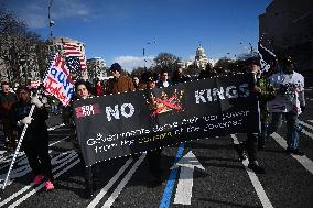 Anti-ICE protesters gather outside the US Immigration and Customs Enforcement (ICE)  headquarters