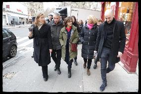 Exclusive - Walking Tour with Rachida Dati In Rue d'Auteuil - Paris