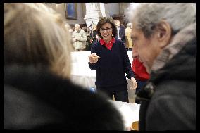 Exclusive - Rachida Dati at Galette Des Rois Celebration in Eglise Saint Francois Xavier - Paris