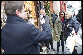 Exclusive - Walking Tour with Rachida Dati In Rue d'Auteuil - Paris