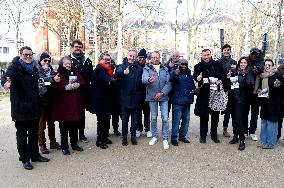 Emmanuel Gregoire and Bertrand Delanoe During A Campaign Visit - Paris