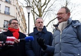 Emmanuel Gregoire and Bertrand Delanoe During A Campaign Visit - Paris