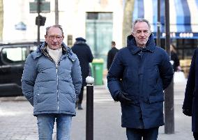 Emmanuel Gregoire and Bertrand Delanoe During A Campaign Visit - Paris