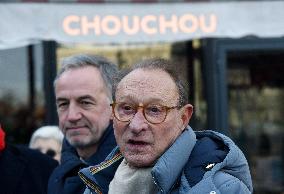 Emmanuel Gregoire and Bertrand Delanoe During A Campaign Visit - Paris