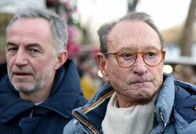 Emmanuel Gregoire and Bertrand Delanoe During A Campaign Visit - Paris