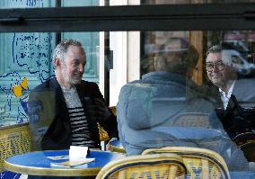 Emmanuel Gregoire and Bertrand Delanoe During A Campaign Visit - Paris