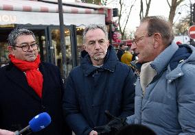 Emmanuel Gregoire and Bertrand Delanoe During A Campaign Visit - Paris