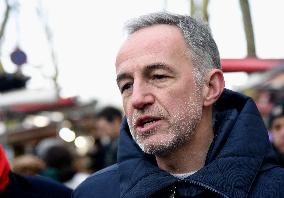 Emmanuel Gregoire and Bertrand Delanoe During A Campaign Visit - Paris