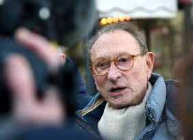Emmanuel Gregoire and Bertrand Delanoe During A Campaign Visit - Paris