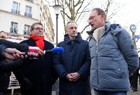 Emmanuel Gregoire and Bertrand Delanoe During A Campaign Visit - Paris