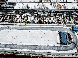 People Skate on Natural Ice Rink in Boskoop - Netherlands