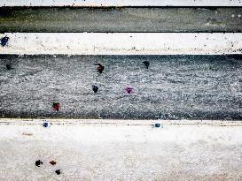 People Skate on Natural Ice Rink in Boskoop - Netherlands