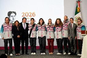 President Of Mexico Presents The Flag To The Athletes Representing Mexico At The Winter Games - Mexico City