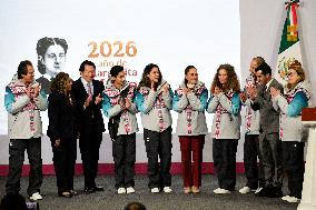 President Of Mexico Presents The Flag To The Athletes Representing Mexico At The Winter Games - Mexico City