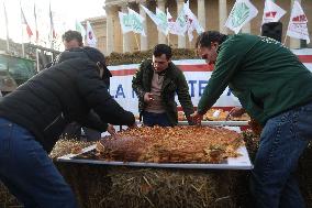 Farmers Protest with Tractors in Front Of The National Assembly - Paris