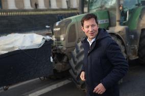 Farmers Protest with Tractors in Front Of The National Assembly - Paris
