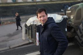 Farmers Protest with Tractors in Front Of The National Assembly - Paris