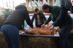 Farmers Protest with Tractors in Front Of The National Assembly - Paris
