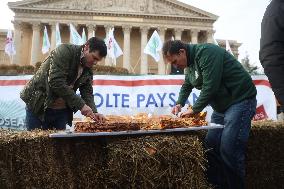 Farmers Protest with Tractors in Front Of The National Assembly - Paris