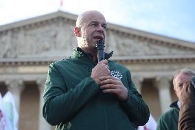 Farmers Protest with Tractors in Front Of The National Assembly - Paris
